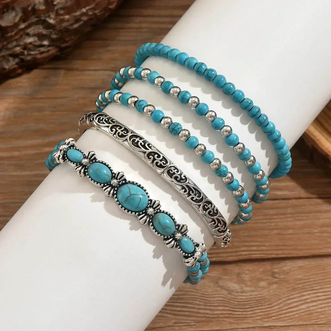 BRACELET TURQUOISE RAFFINÉ À PLUSIEURS RANGS