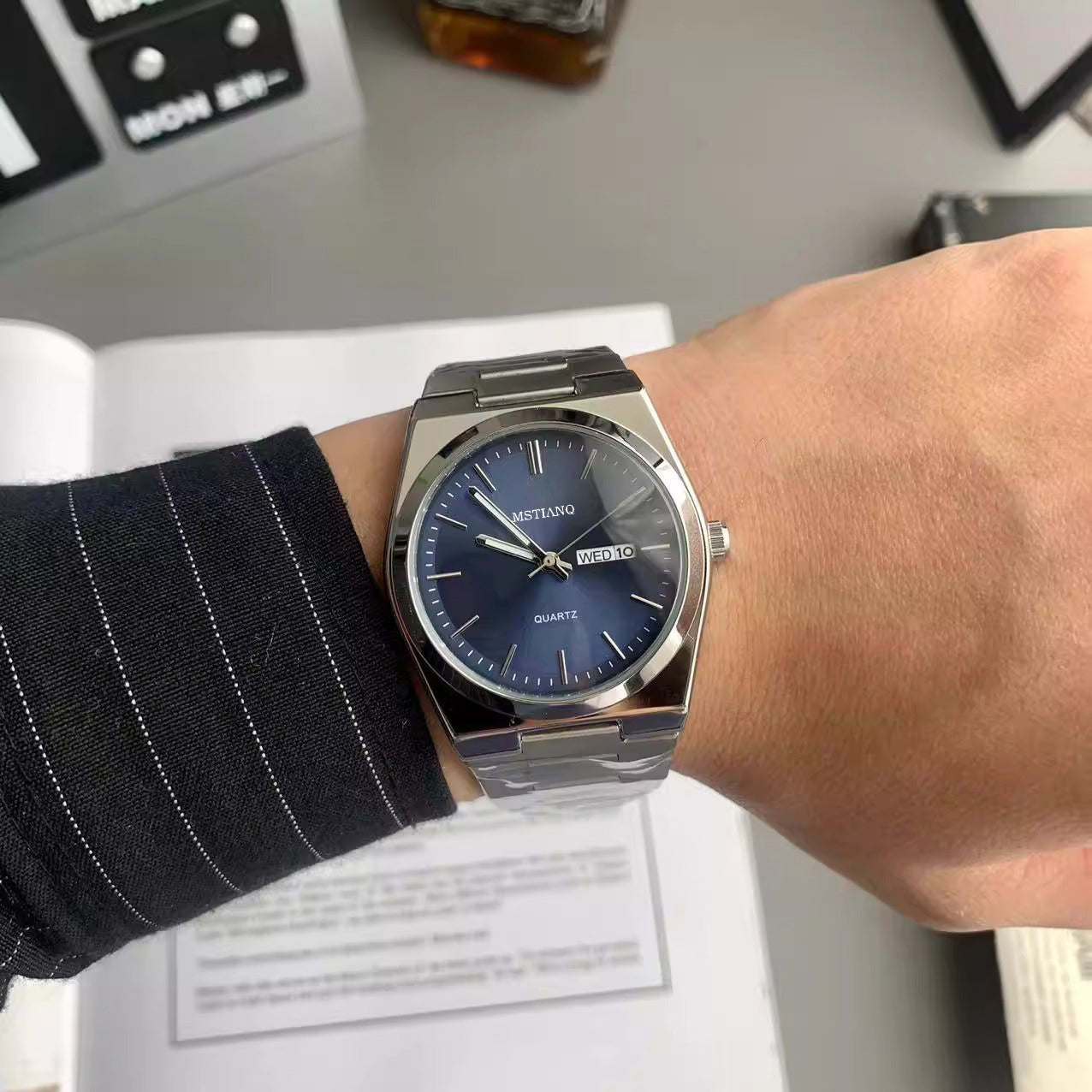 Montre Homme MSTIANQ Acier avec Affichage Jour & Date