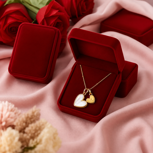 COLLIER INITIAL EN NACRE EN FORME DE CŒUR