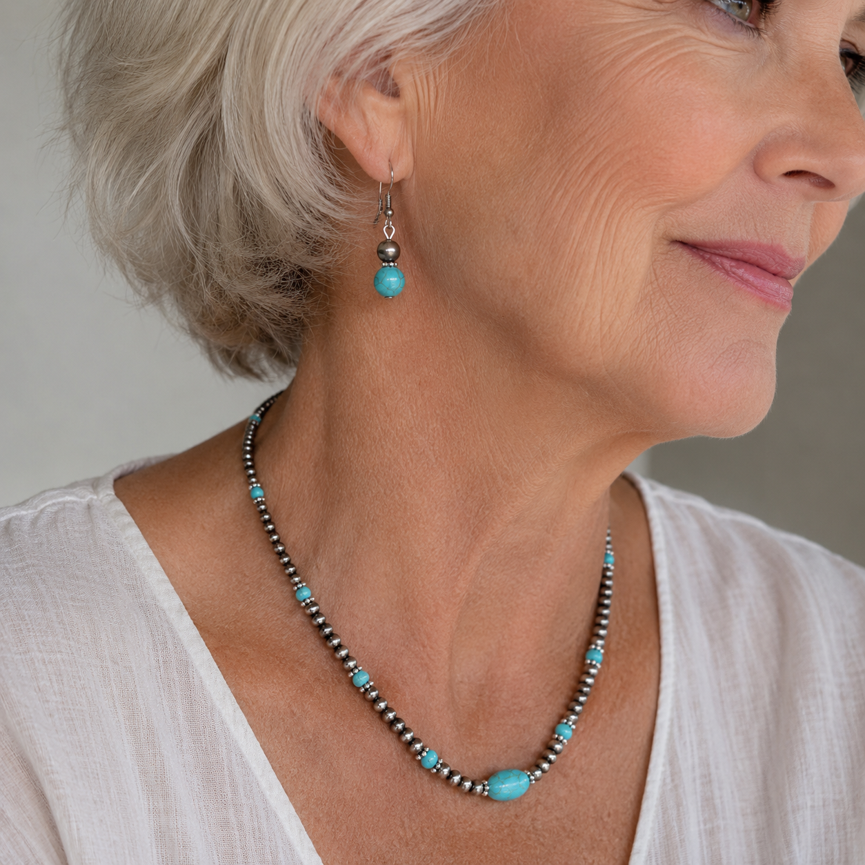 COLLIER SIRA TURQUOISE + BOUCLES D'OREILLES OFFERTES
