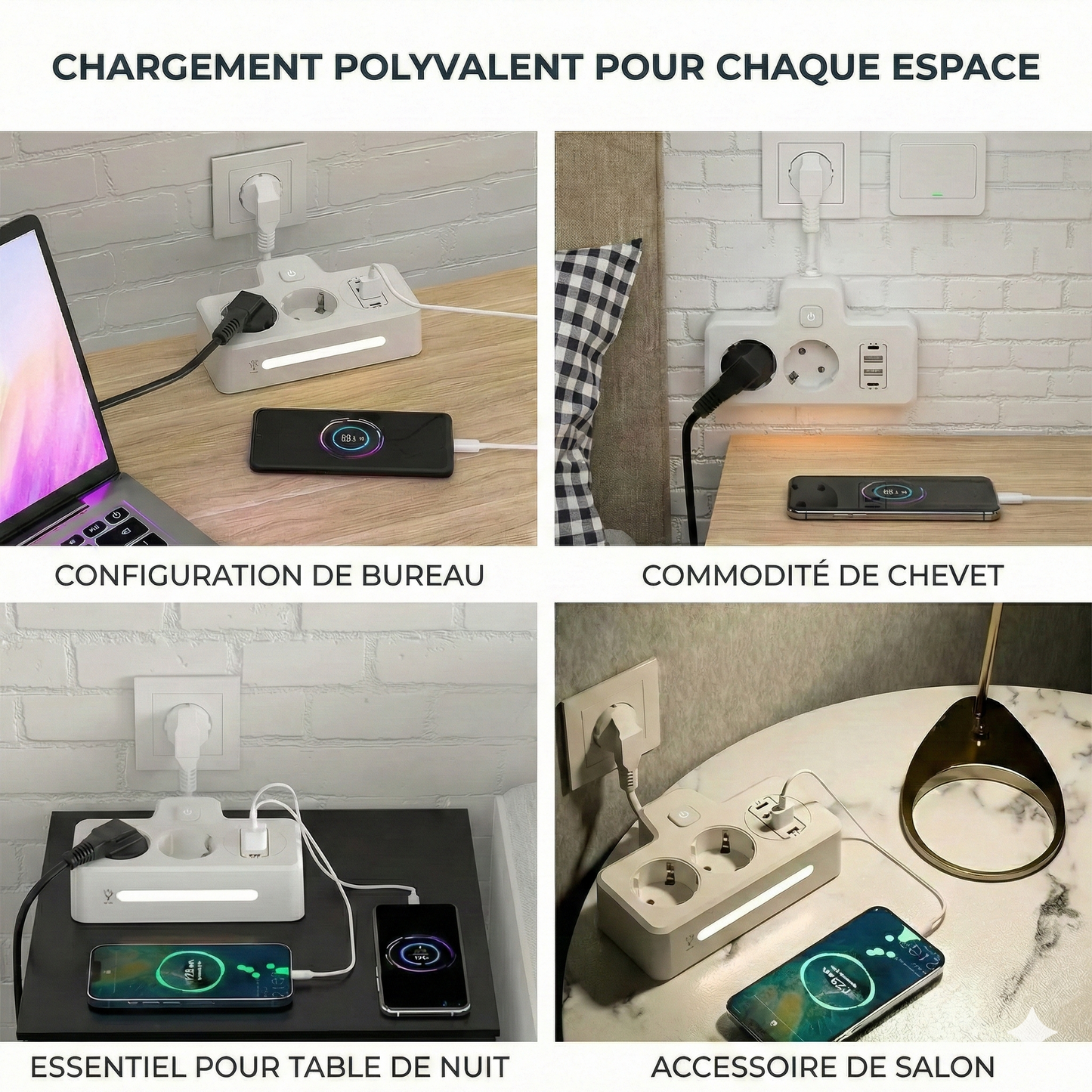 Multiprise 6-en-1 3250W USB & USB-C – Charge Rapide