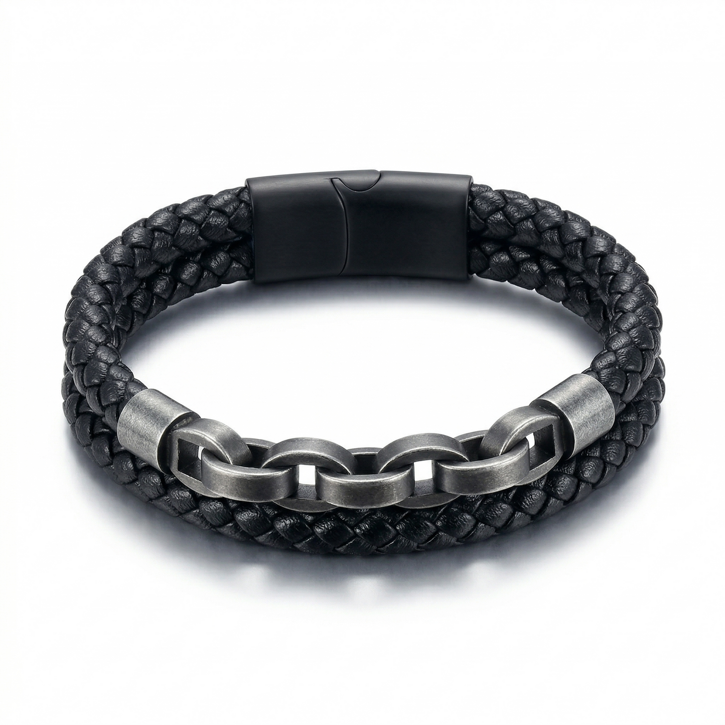 Bracelet Premium : Cuir & Chaîne de Caractère