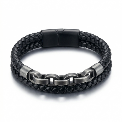 Bracelet Premium : Cuir & Chaîne de Caractère