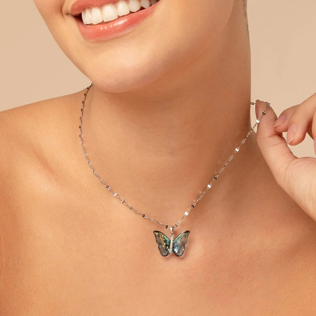 COLLIER BEAUTÉ AILÉE BLEU ARGENT VIBRAN