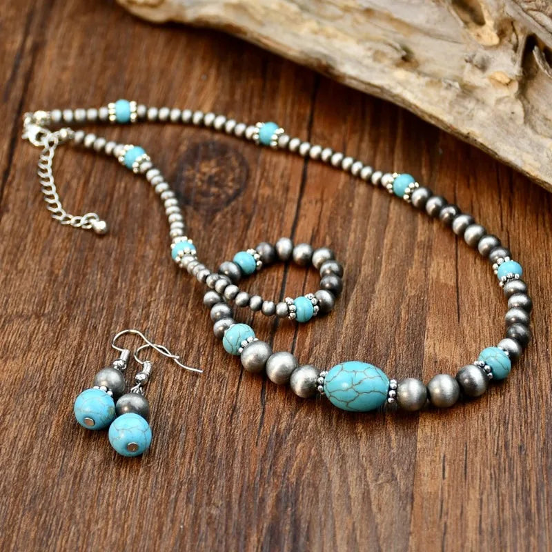 COLLIER SIRA TURQUOISE + BOUCLES D'OREILLES OFFERTES
