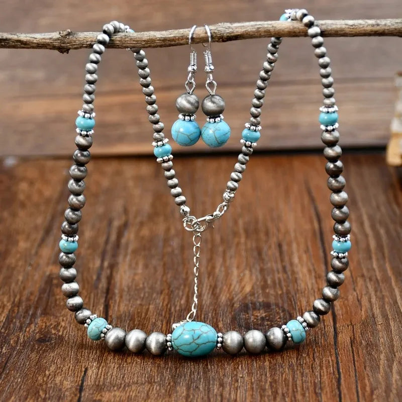 COLLIER SIRA TURQUOISE + BOUCLES D'OREILLES OFFERTES