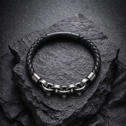 Bracelet chaîne en cuir