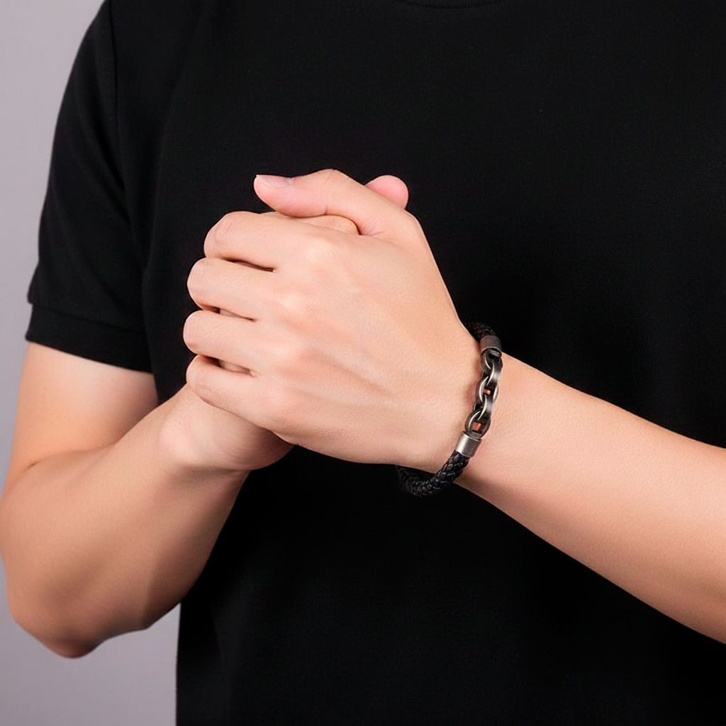 Bracelet chaîne en cuir